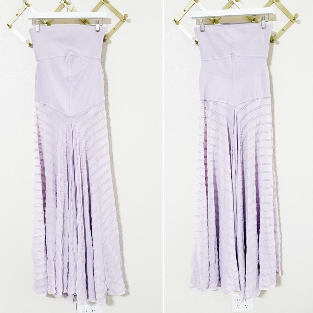 Helsa June Strapless Sheer Knit Bodysuit Lavender Purple Maxi Dress size Large - Picture 7 of 12